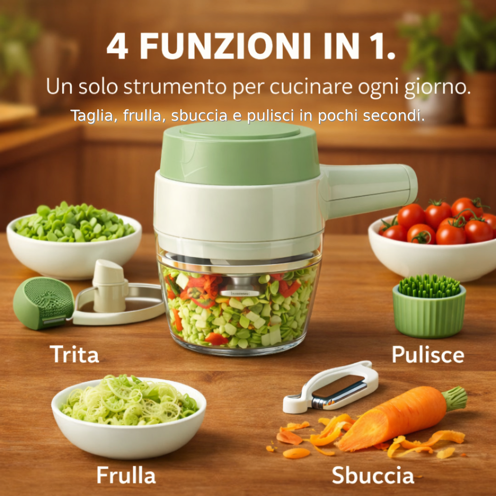 ChefPocket 4in1 – Mini Robot da Cucina Ricaricabile Senza Fili