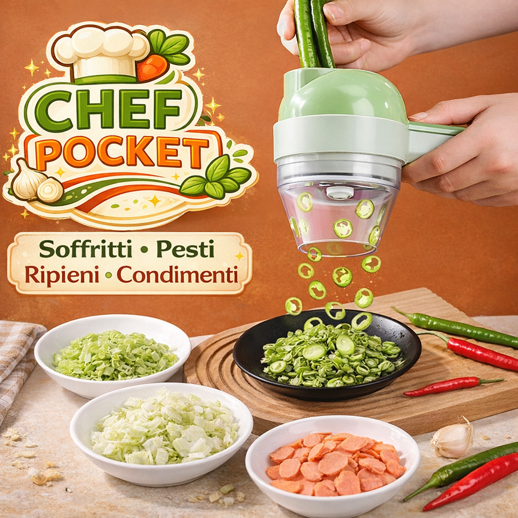 ChefPocket 4in1 – Mini Robot da Cucina Ricaricabile Senza Fili