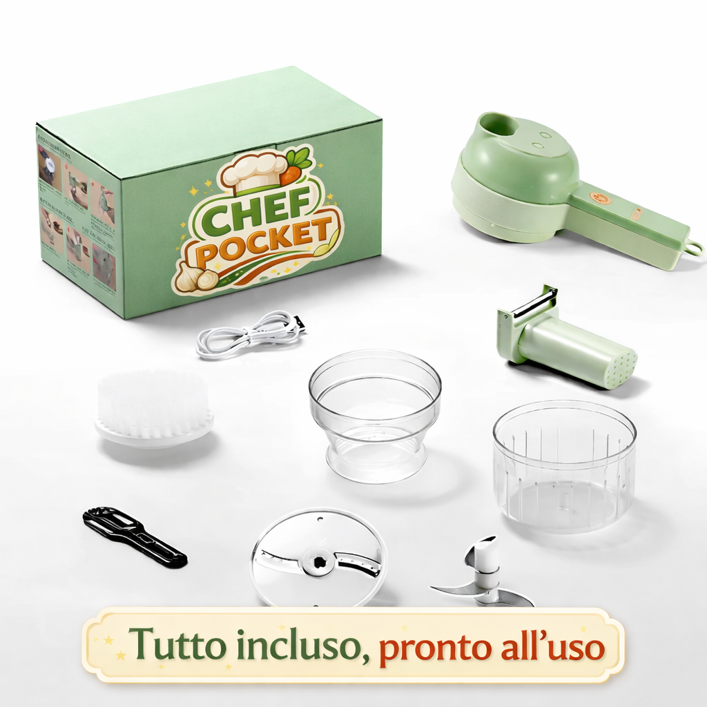 ChefPocket 4in1 – Mini Robot da Cucina Ricaricabile Senza Fili